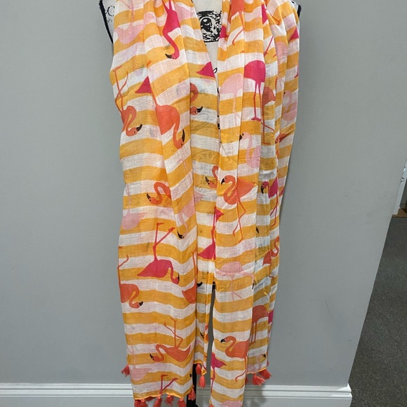 Spartina 449 flamingo floral retreat linen blend scarf shawl colorful summer. - Picture 6 of 14